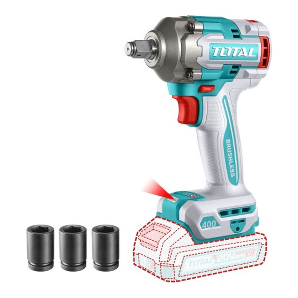 LLAVE DE IMPACTO 20V BL 400NM INDUSTRIAL TOTAL TIWLI20401
