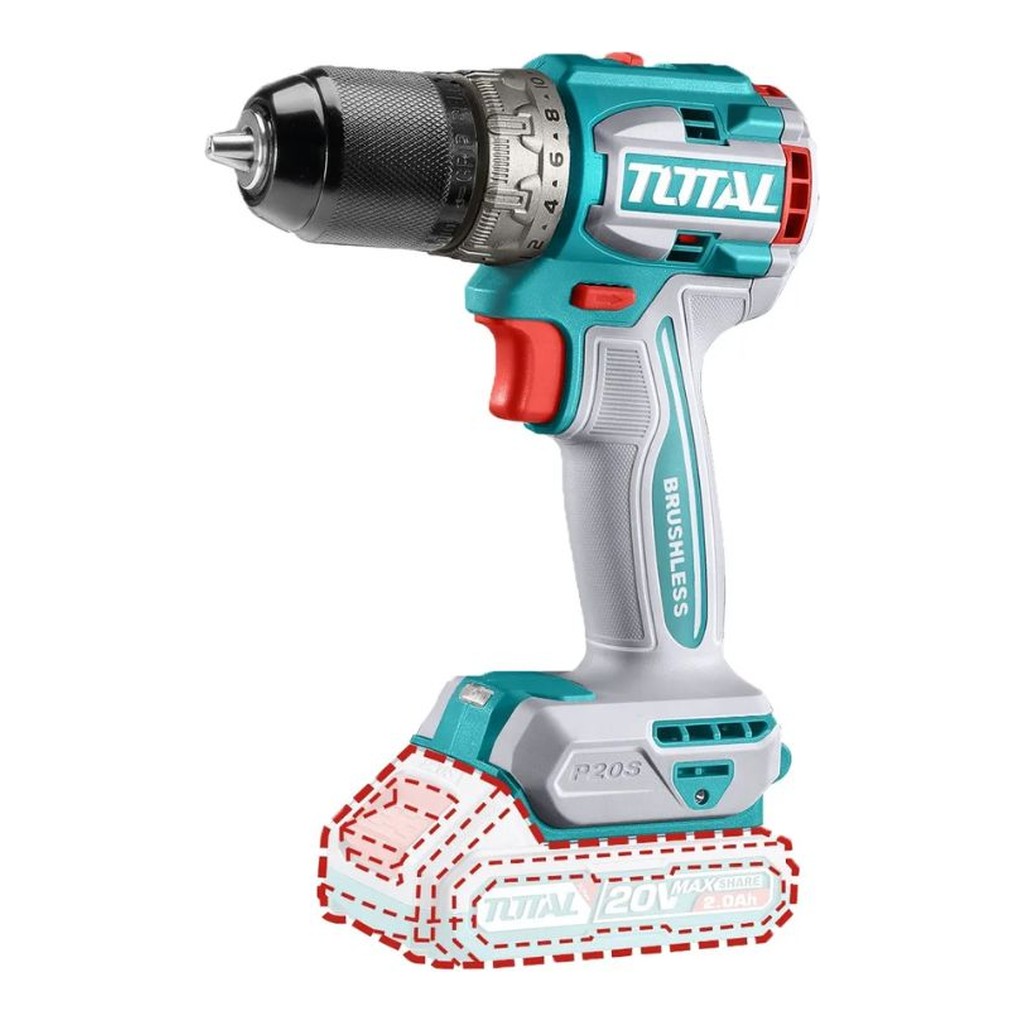 TALADRO INALAMBRICO 20V BL 2000RPM 60NM INDUSTRIAL TOTAL TDLI206021