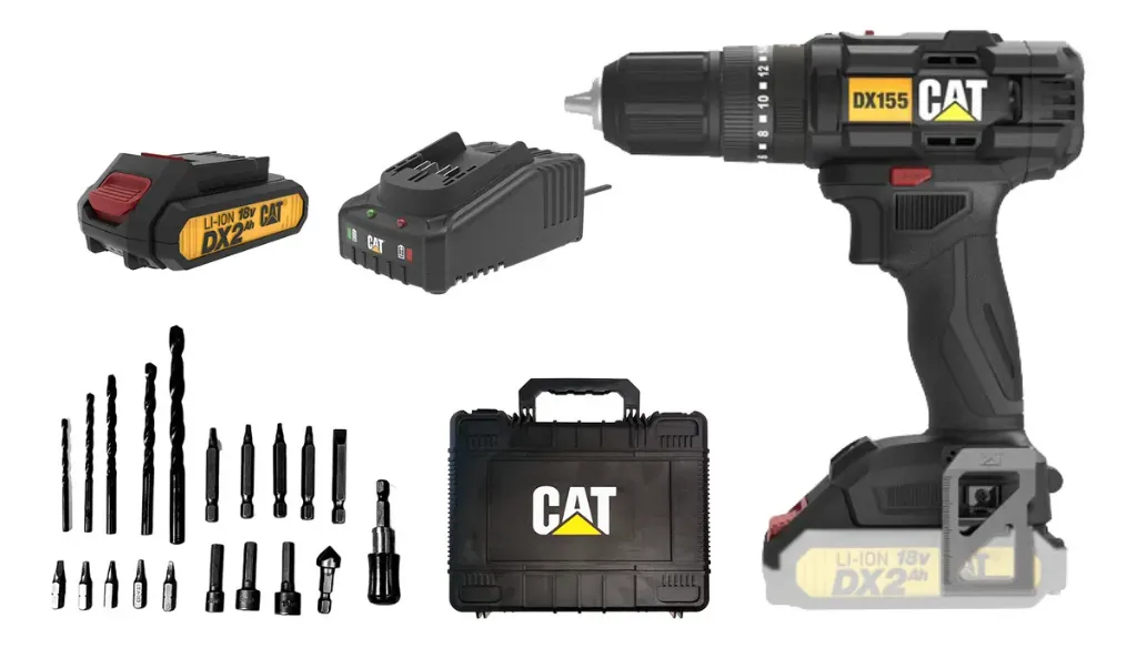 TALADRO ATORNILLADOR C/PER 18V + BAT 2.0 AH + CARG + MALETA + ACC (CAT)