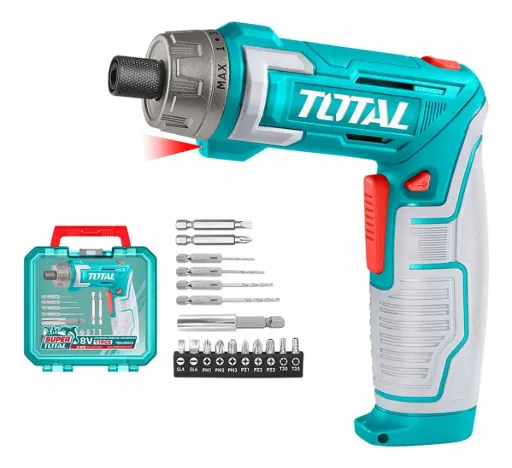 ATORNILLADOR8V + 17 accesorios industrial Total TSDLI08025