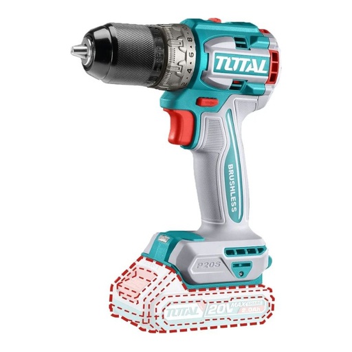 Taladro inalambrico 20V BL 2000RPM 60NM industrial Total TDLI206021